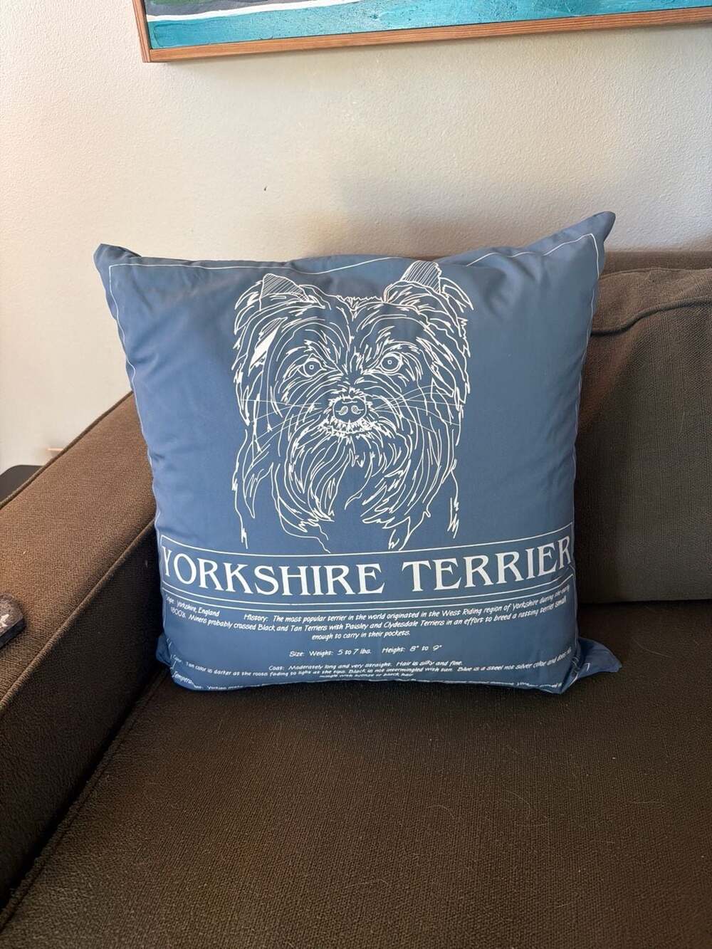 Animal Blueprint Company Yorkshire Terrier Yorkie Embroidered 100% Linen Throw P